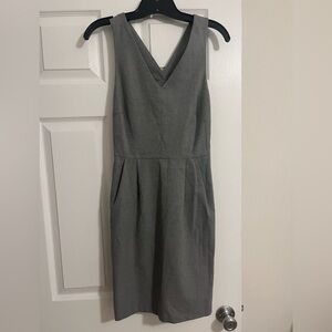 Banana Republic Gray V-Neck Midi Dress